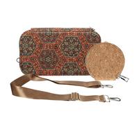 Pochette en Liège Bandoulière Double Grande Poche Zip Motif Lys Multicolore