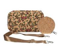 Pochette en Liège Bandoulière Double Grande Poche Zip Motif Papillon Multicolore
