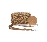 Pochette en Liège Bandoulière Double Grande Poche Zip Motif Papillon Multicolore