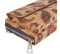 Pochette en Liège Bandoulière Double Poche Magnétique Motif Cachemire Multicolore