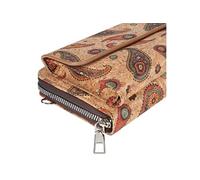 Pochette en Liège Bandoulière Double Poche Magnétique Motif Cachemire Multicolore