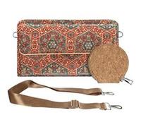 Pochette en Liège Bandoulière Double Poche Magnétique Motif Lys Multicolore