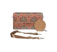 Pochette en Liège Bandoulière Double Poche Magnétique Motif Lys Multicolore