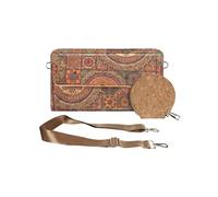 Pochette en Liège Bandoulière Double Poche Magnétique Motif Mandala Multicolore