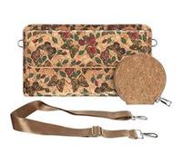 Pochette en Liège Bandoulière Double Poche Magnétique Motif Papillon Avizar Multicolore Multicolore G