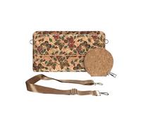 Pochette en Liège Bandoulière Double Poche Magnétique Motif Papillon Multicolore