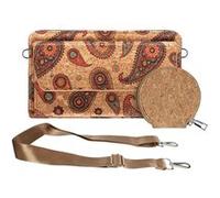 Pochette en Liège Bandoulière Triple Poche Magnétique Motif Cachemire Multicolore