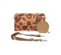 Pochette en Liège Bandoulière Triple Poche Magnétique Motif Cachemire Multicolore