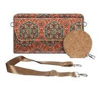 Pochette en Liège Bandoulière Triple Poche Magnétique Motif Lys Avizar Multicolore Multicolore G