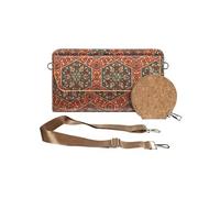 Pochette en Liège Bandoulière Triple Poche Magnétique Motif Lys Multicolore