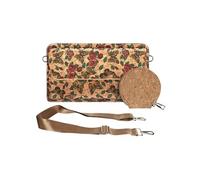 Pochette en Liège Bandoulière Triple Poche Magnétique Motif Papillon Multicolore