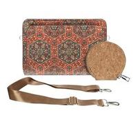 Pochette en Liège Bandoulière Triple Poche Zip Bord carré Motif Lys Avizar Multicolore Multicolore G