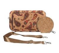 Pochette en Liège Bandoulière Triple Poche Zip Motif Cachemire Avizar Multicolore Multicolore G