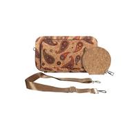 Pochette en Liège Bandoulière Triple Poche Zip Motif Cachemire Avizar Multicolore Multicolore G