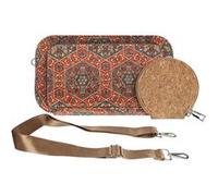 Pochette en Liège Bandoulière Triple Poche Zip Motif Lys Multicolore
