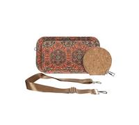 Pochette en Liège Bandoulière Triple Poche Zip Motif Lys Multicolore