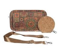 Pochette en Liège Bandoulière Triple Poche Zip Motif Mandala Avizar Multicolore Multicolore G