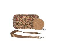 Pochette en Liège Bandoulière Triple Poche Zip Motif Papillon Multicolore