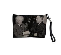 Pochette en Lin - Albert Einstein Celebrite Photo Ancienne Scientifique - Trousse Maquillage en Toile Aspect Lin - Trousse de Toilette - 23,5 x15 cm