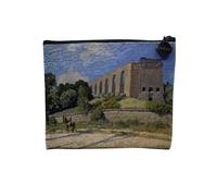 Pochette en Lin - Alfred Sisley L'Aqueduc de Marly Peinture Impressionnisme - Trousse Maquillage en Toile Aspect Lin - Porte Monnaie - 15 x10 cm