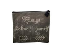 Pochette en Lin - Always Be True to Yourself Citation Inspirante Motivation - Trousse Maquillage en Toile Aspect Lin - Porte Monnaie - 15 x10 cm