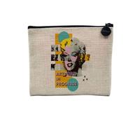Pochette en Lin - Artwork in Progress Marilyn Pop Art 60's - Trousse Maquillage en Toile Aspect Lin - Porte Monnaie - 15 x10 cm