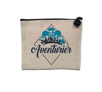 Pochette en Lin - Aventurier Jungle Enfant Nature Aventure - Trousse Maquillage en Toile Aspect Lin - Porte Monnaie - 15 x10 cm