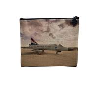Pochette en Lin - Avion de Combat au Sol US Air Force - Trousse Maquillage en Toile Aspect Lin - Porte Monnaie - 15 x10 cm