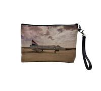 Pochette en Lin - Avion de Combat au Sol US Air Force - Trousse Maquillage en Toile Aspect Lin - Trousse de Toilette - 23,5 x15 cm