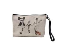 Pochette en Lin - Banksy Napalm Mickey Ronald Guerre Vietnam - Trousse Maquillage en Toile Aspect Lin - Trousse de Toilette - 23,5 x15 cm