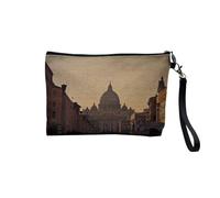 Pochette en Lin - Basilique Saint Pierre de Rome Vatican Italie Patrimoine Mondial - Trousse Maquillage en Toile Aspect Lin - Trousse de Toilette - 23,5 x15 cm