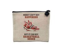 Pochette en Lin - Basketball Shoes - Money Can't Buy Happiness Fashion - Trousse Maquillage en Toile Aspect Lin - Porte Monnaie - 15 x10 cm