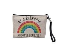 Pochette en Lin - Be a Rainbow Discover Yourself LGBTQ+ Gay Lesbien - Trousse Maquillage en Toile Aspect Lin - Trousse de Toilette - 23,5 x15 cm