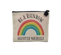 Pochette en Lin - Be a Rainbow Discover Yourself LGBTQ+ Gay Lesbien - Trousse Maquillage en Toile Aspect Lin - Porte Monnaie - 15 x10 cm