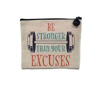 Pochette en Lin - Be Stronger Than Your Excuses Sport Fitness Bodybuilding Workout - Trousse Maquillage en Toile Aspect Lin - Porte Monnaie - 15 x10 cm