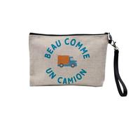Pochette en Lin - Beau comme Un Camion Enfant Mignon - Trousse Maquillage en Toile Aspect Lin - Trousse de Toilette - 23,5 x15 cm