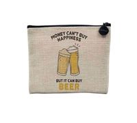 Pochette en Lin - Beer - Money Can't Buy Happiness Beer Party - Trousse Maquillage en Toile Aspect Lin - Porte Monnaie - 15 x10 cm