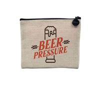 Pochette en Lin - Beer Pressure Bar Party Alcohol - Trousse Maquillage en Toile Aspect Lin - Porte Monnaie - 15 x10 cm