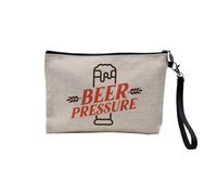Pochette en Lin - Beer Pressure Bar Party Alcohol - Trousse Maquillage en Toile Aspect Lin - Trousse de Toilette - 23,5 x15 cm