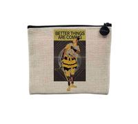 Pochette en Lin - Better Things are Coming Détournement Collage Vintage Illustration Art Humour Parodie Meme Zoomer Estampe Japon - Trousse Maquillage en Toile Aspect Lin - Porte Monnaie - 15 x10 cm