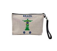 Pochette en Lin - Brazil is Calling Me Christ The Redeemer Rio Travel - Trousse Maquillage en Toile Aspect Lin - Trousse de Toilette - 23,5 x15 cm
