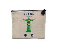 Pochette en Lin - Brazil is Calling Me Christ The Redeemer Rio Travel - Trousse Maquillage en Toile Aspect Lin - Porte Monnaie - 15 x10 cm