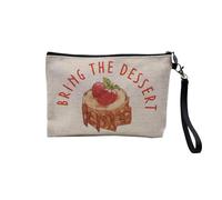Pochette en Lin - Bring The Dessert Pastry Drawing - Trousse Maquillage en Toile Aspect Lin - Trousse de Toilette - 23,5 x15 cm