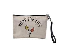 Pochette en Lin - Buds for Life Plants Pot Gardening Flowers - Trousse Maquillage en Toile Aspect Lin - Trousse de Toilette - 23,5 x15 cm