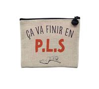 Pochette en Lin - Ca Va Finir en PLS Soirée Fête Alcool - Trousse Maquillage en Toile Aspect Lin - Porte Monnaie - 15 x10 cm