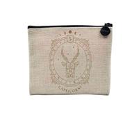 Pochette en Lin - Capricorne Cartomancie Signe Astrologie Zodiaque Astres Constellation Tarot - Trousse Maquillage en Toile Aspect Lin - Porte Monnaie - 15 x10 cm