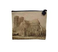 Pochette en Lin - Cathedrale Notre Dame De Paris 1860 Photo Rare Vintage Ancien - Trousse Maquillage en Toile Aspect Lin - Porte Monnaie - 15 x10 cm