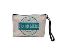 Pochette en Lin - Certifiée Grand Mère de l'Année Mamie - Trousse Maquillage en Toile Aspect Lin - Trousse de Toilette - 23,5 x15 cm