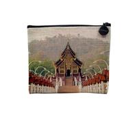 Pochette en Lin - Chiangmai Pavillon Royal Thaïlande Architecture Sacré - Trousse Maquillage en Toile Aspect Lin - Porte Monnaie - 15 x10 cm