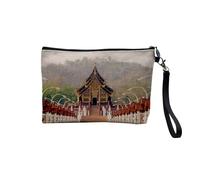 Pochette en Lin - Chiangmai Pavillon Royal Thaïlande Architecture Sacré - Trousse Maquillage en Toile Aspect Lin - Trousse de Toilette - 23,5 x15 cm